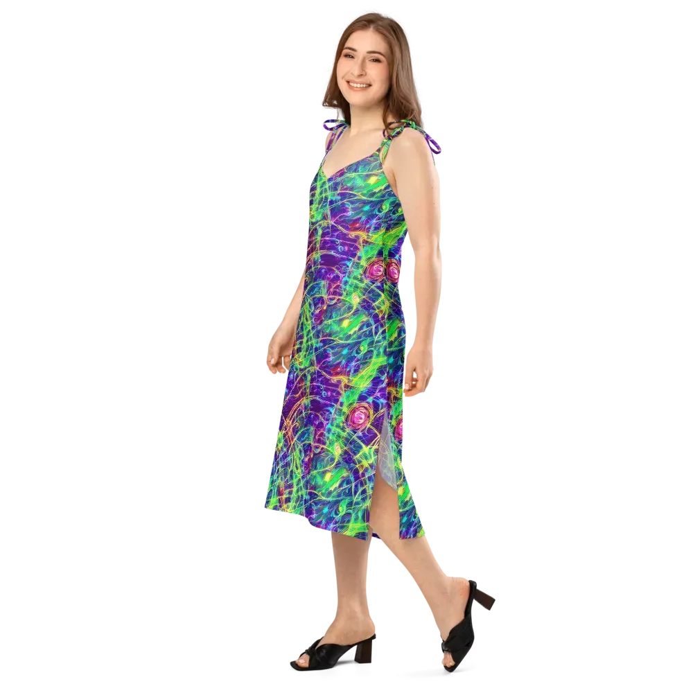 Fluorescent Vines on Slip Dress — Left Front
