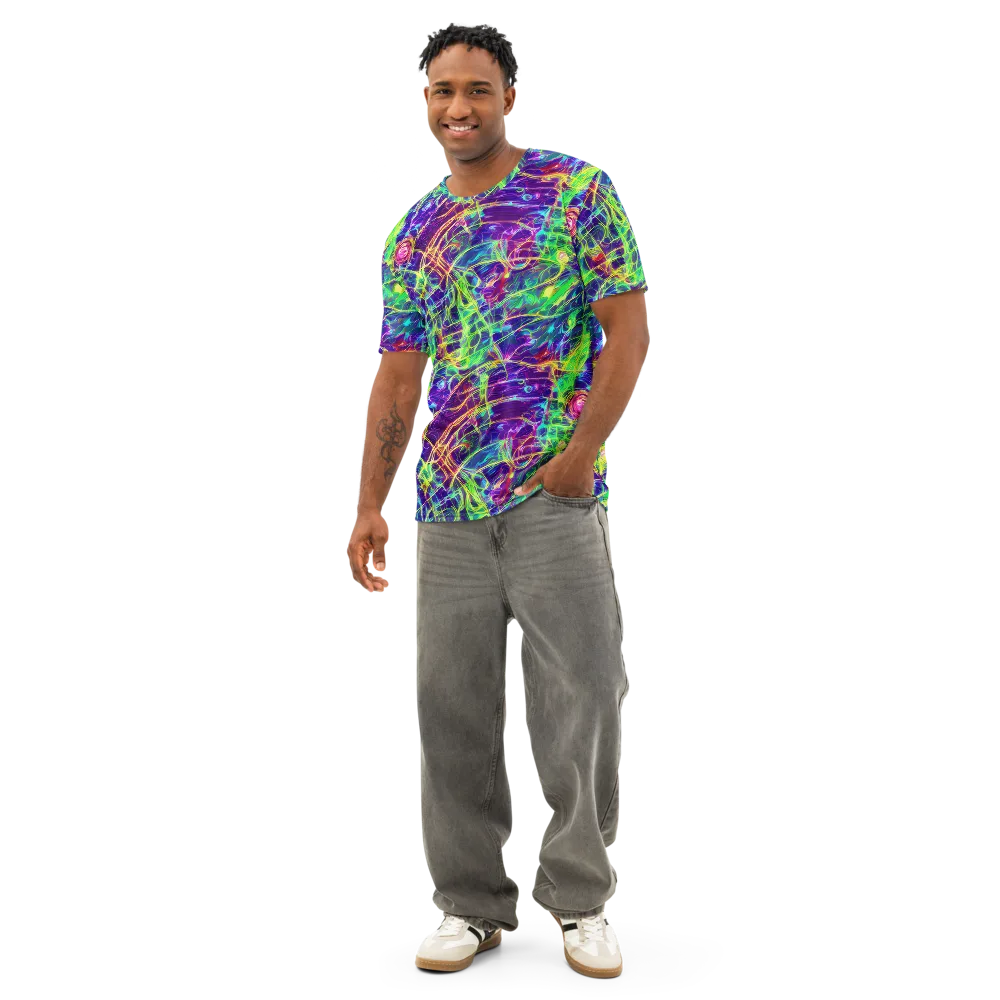 Fluorescent Vines on Men's Cotton Crew Neck T-Shirt — Front