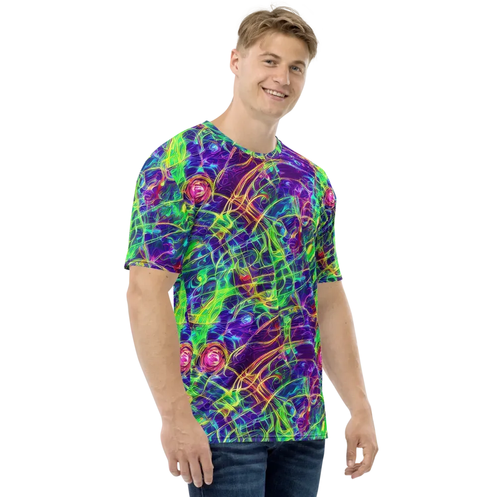 Fluorescent Vines on Men's Crew Neck T-Shirt — Right