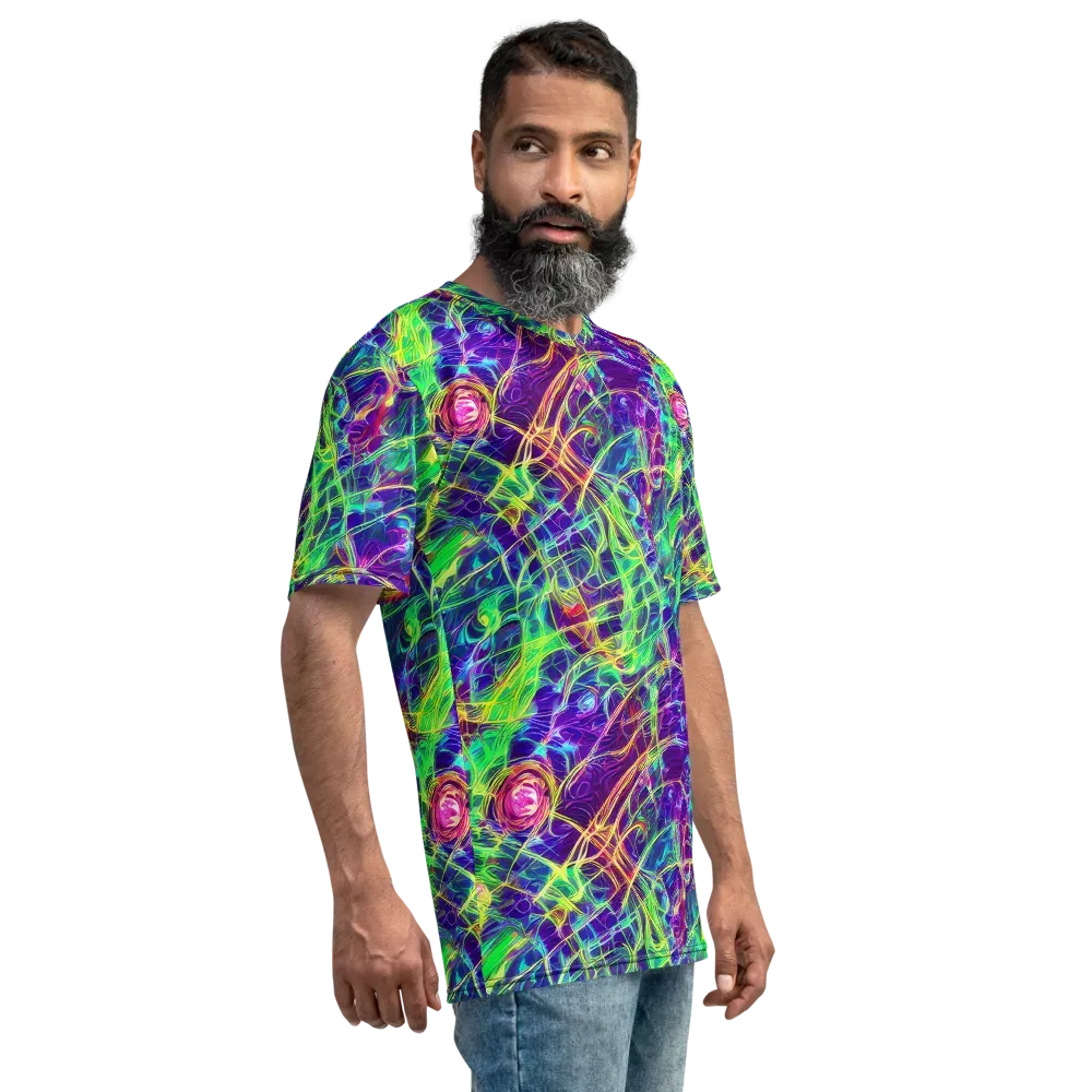 Fluorescent Vines on Men's Crew Neck T-Shirt — Right