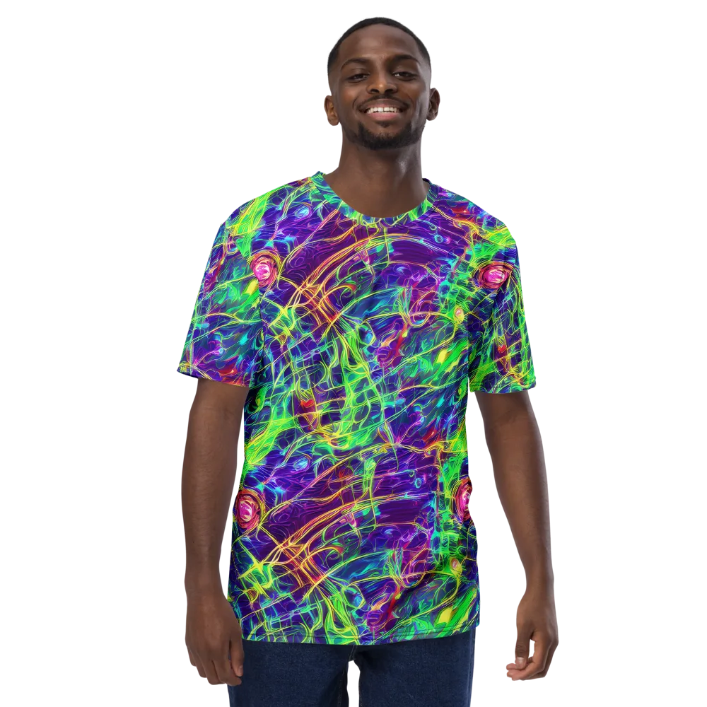 Fluorescent Vines on Men's Crew Neck T-Shirt — Front