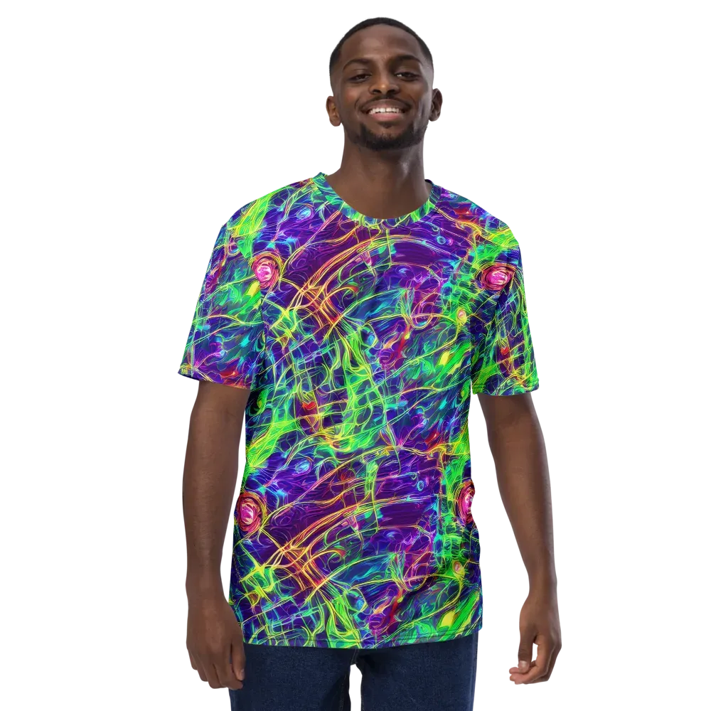 Fluorescent Vines on Men's Crew Neck T-Shirt — Front