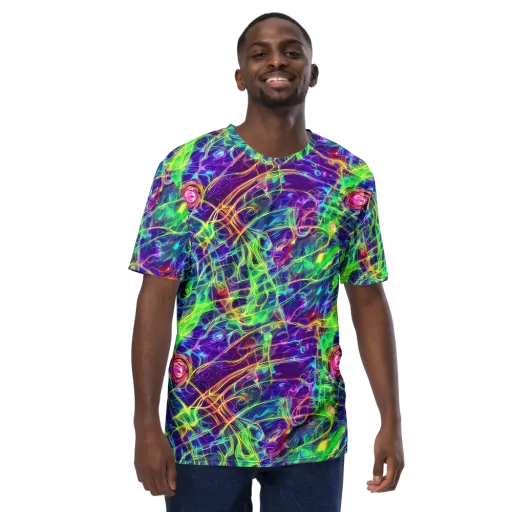 Fluorescent Vines on a Men's Crew Neck T-Shirt