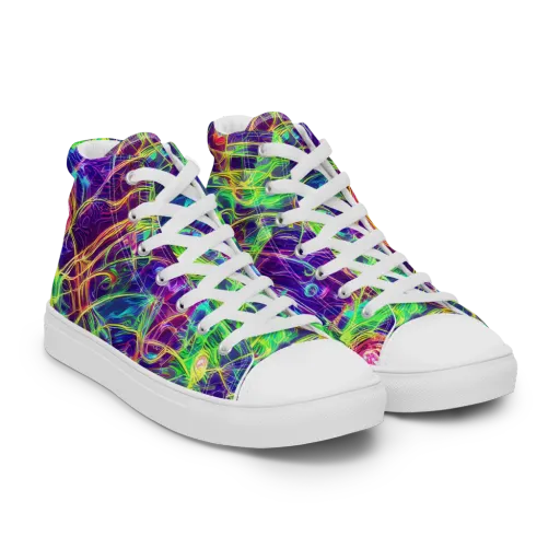 Fluorescent Vines on a Men's High Top Canvas Shoes