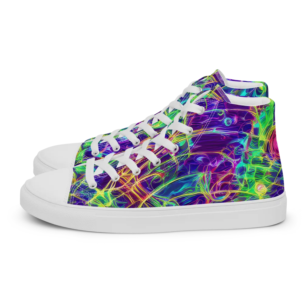 Fluorescent Vines on Men's High Top Canvas Shoes — Left