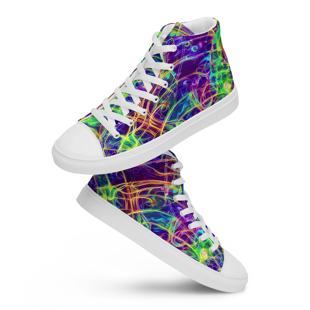 Fluorescent Vines on Men's High Top Canvas Shoes — Front