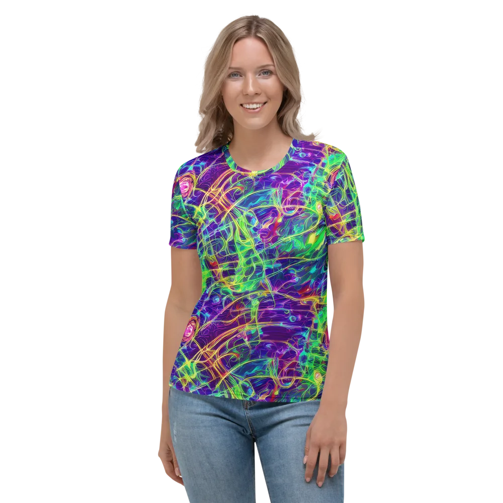 Fluorescent Vines on Women's Crew Neck T-Shirt — Front