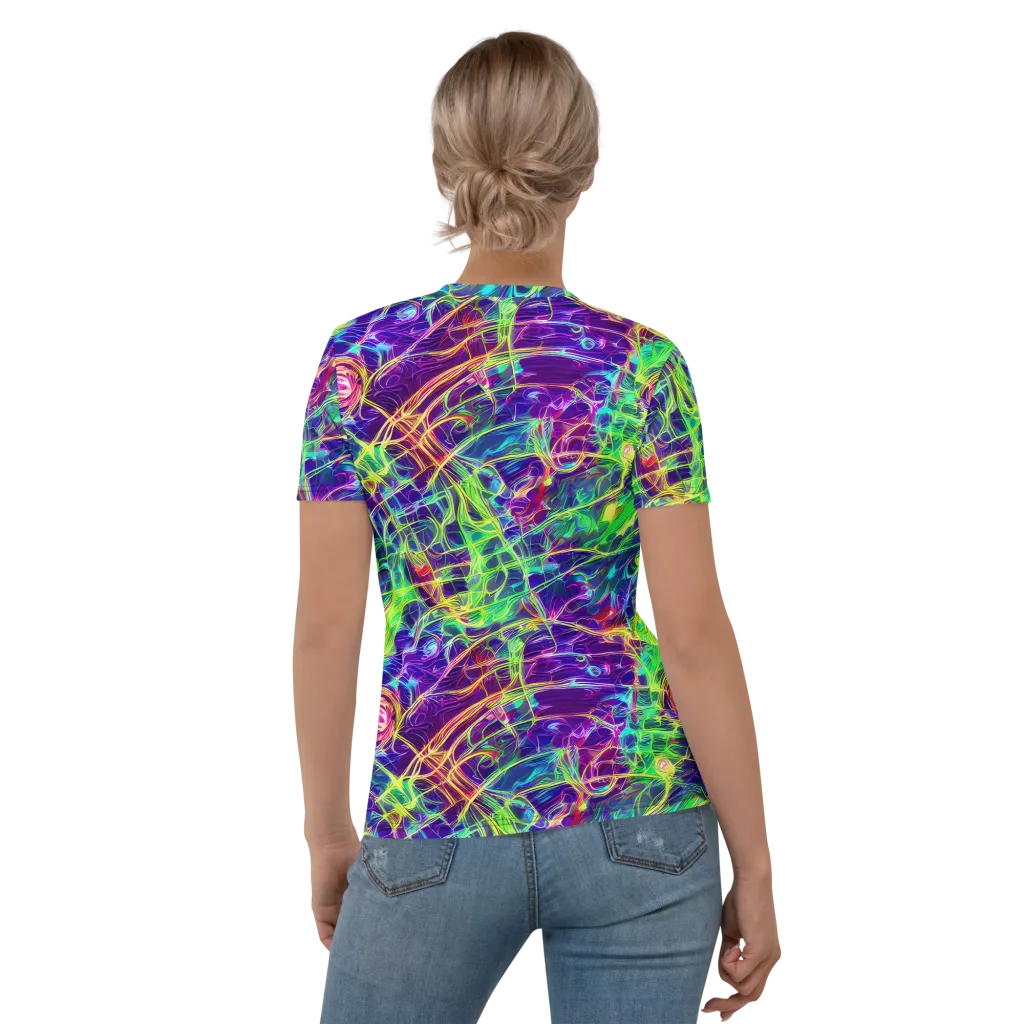 Fluorescent Vines on Women's Crew Neck T-Shirt — Back