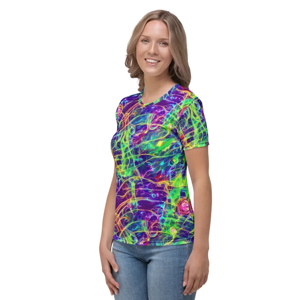 Fluorescent Vines on Women's Crew Neck T-Shirt — Left