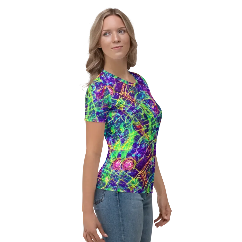 Fluorescent Vines on Women's Crew Neck T-Shirt — Right