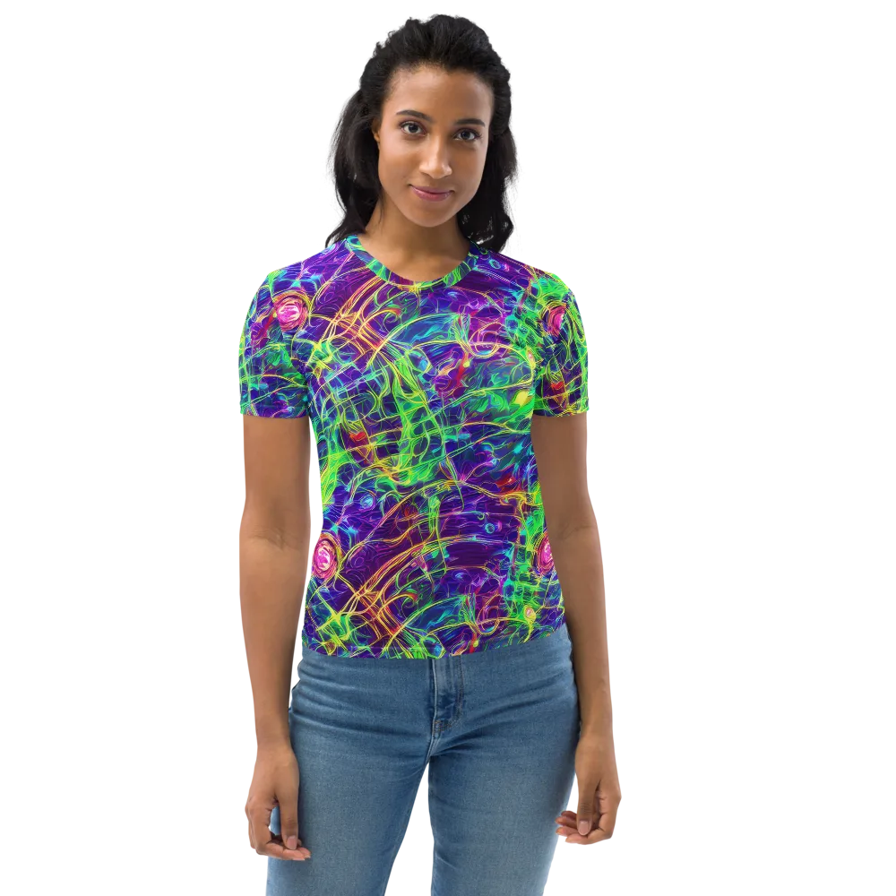 Fluorescent Vines on Women's Crew Neck T-Shirt — Front