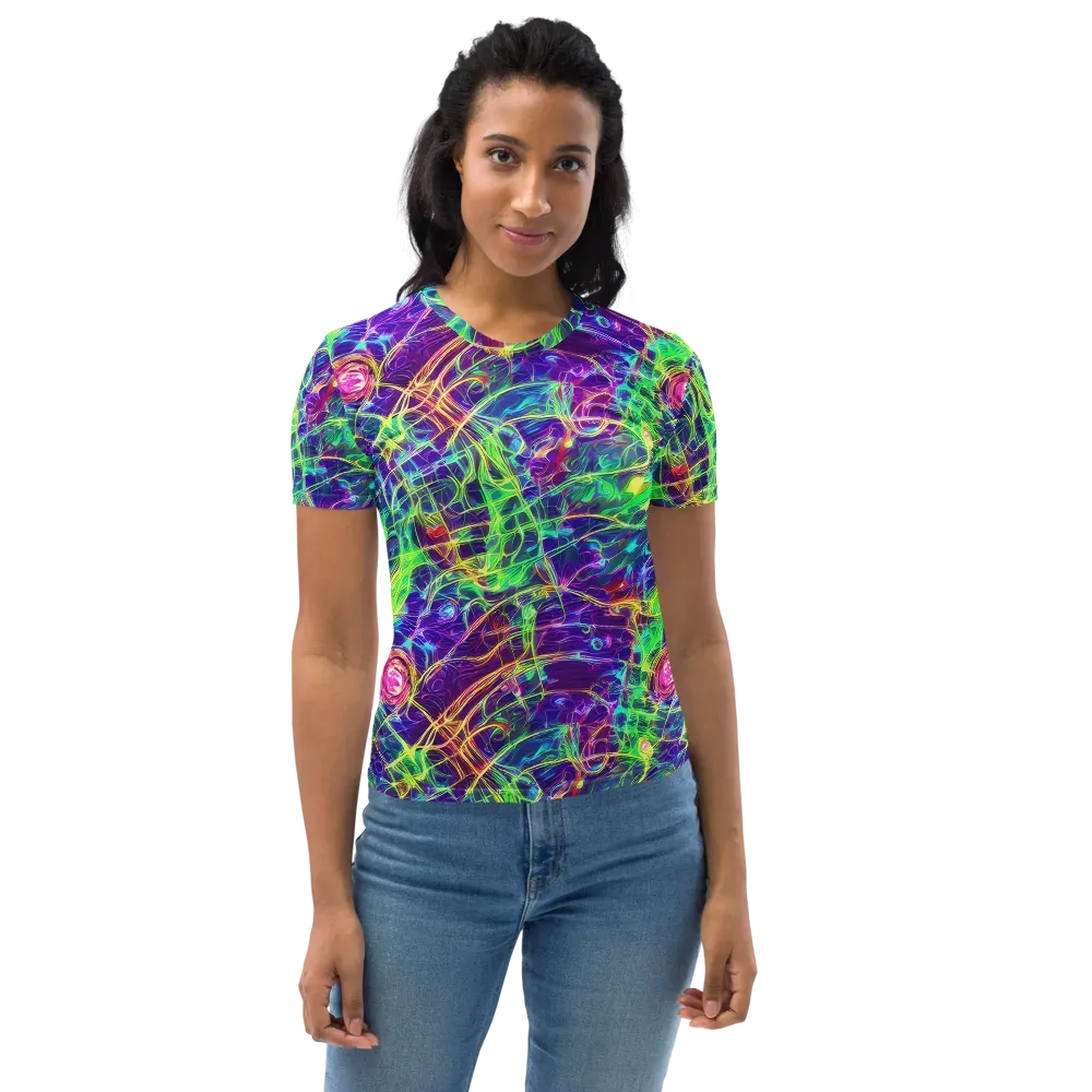 Fluorescent Vines on Women's Crew Neck T-Shirt — Front