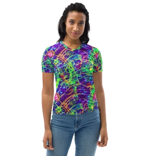 Fluorescent Vines on a Women's Crew Neck T-Shirt
