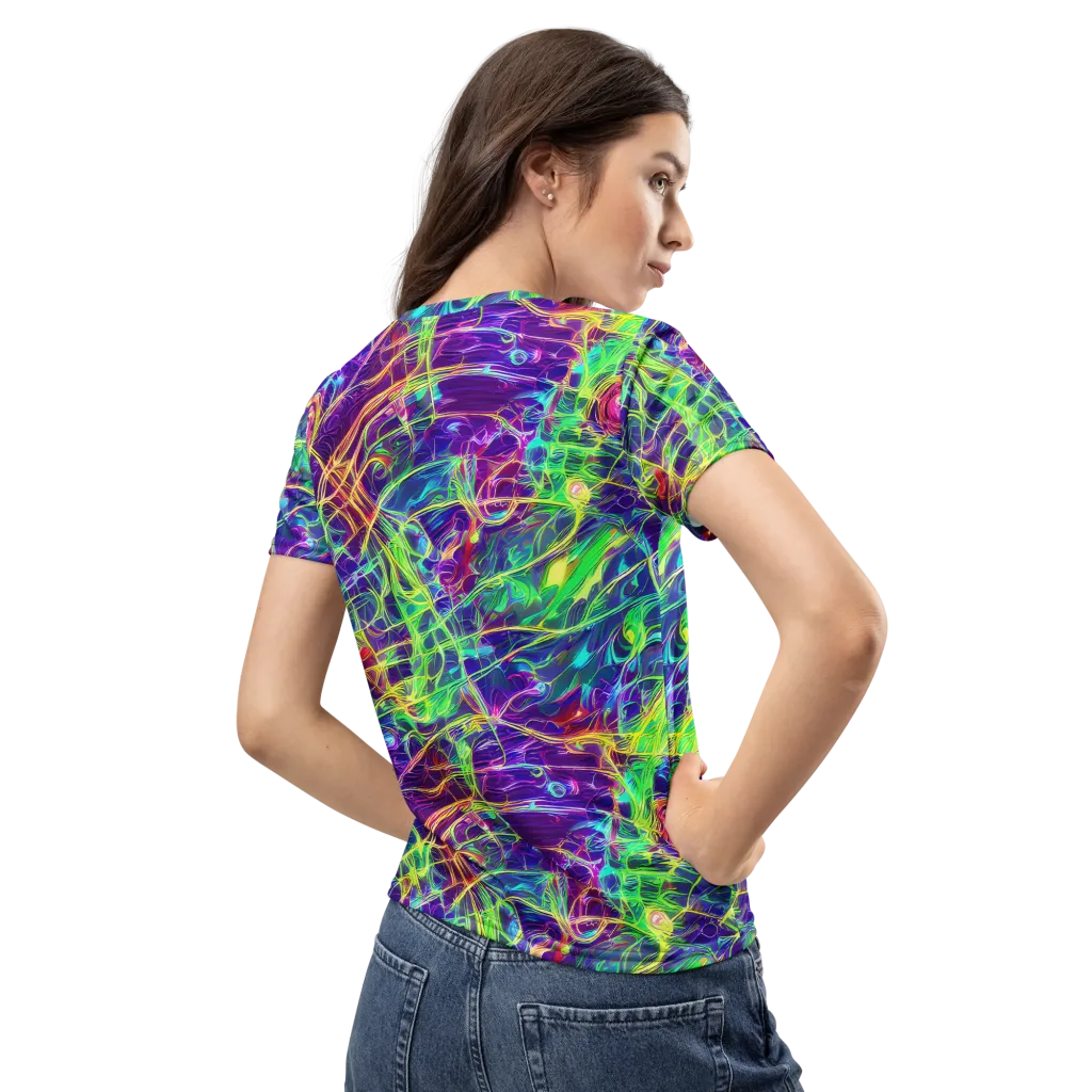 Fluorescent Vines on Women's Crew Neck T-Shirt — Back