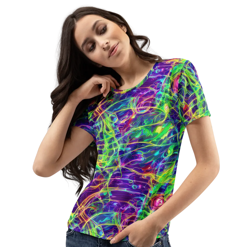 Fluorescent Vines on Women's Crew Neck T-Shirt — Left Front