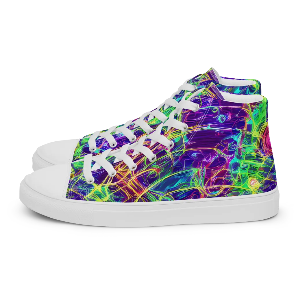 Fluorescent Vines on Women's High Top Canvas Shoes — Left