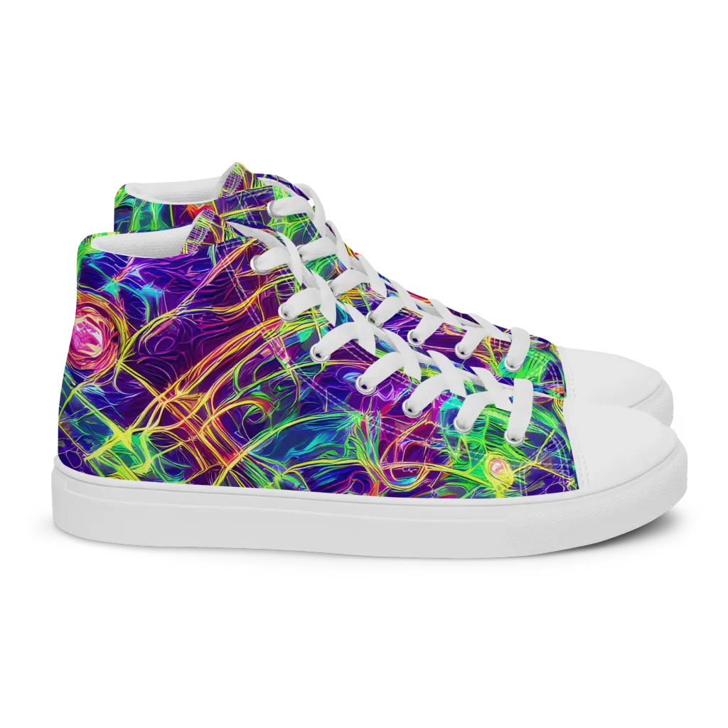 Fluorescent Vines on Women's High Top Canvas Shoes — Right