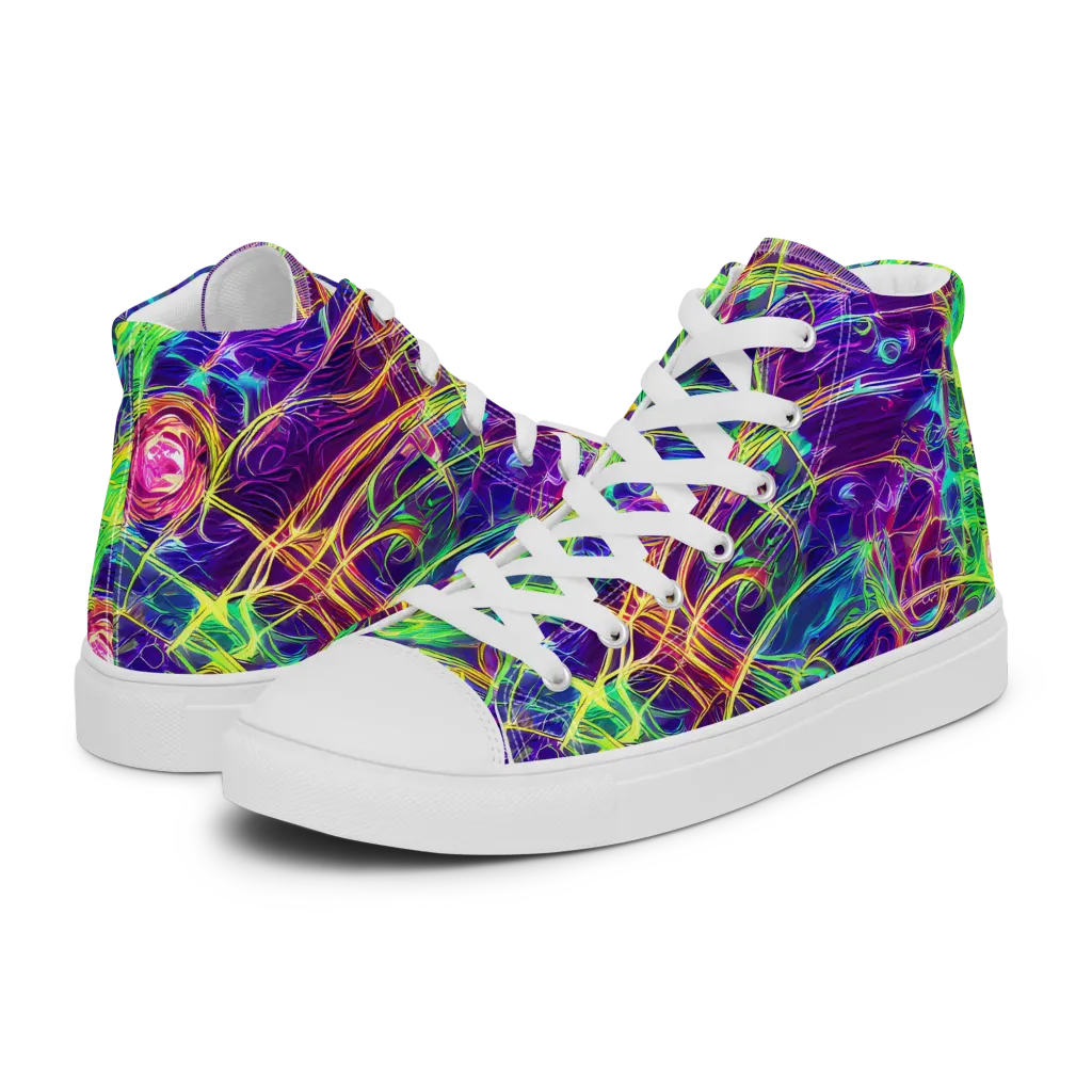 Fluorescent Vines on Women's High Top Canvas Shoes — Left