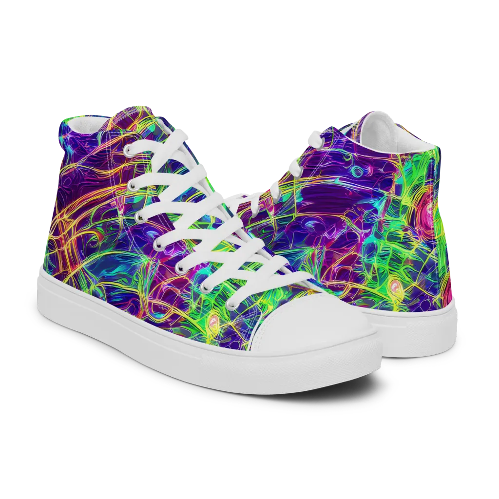 Fluorescent Vines on Women's High Top Canvas Shoes — Right