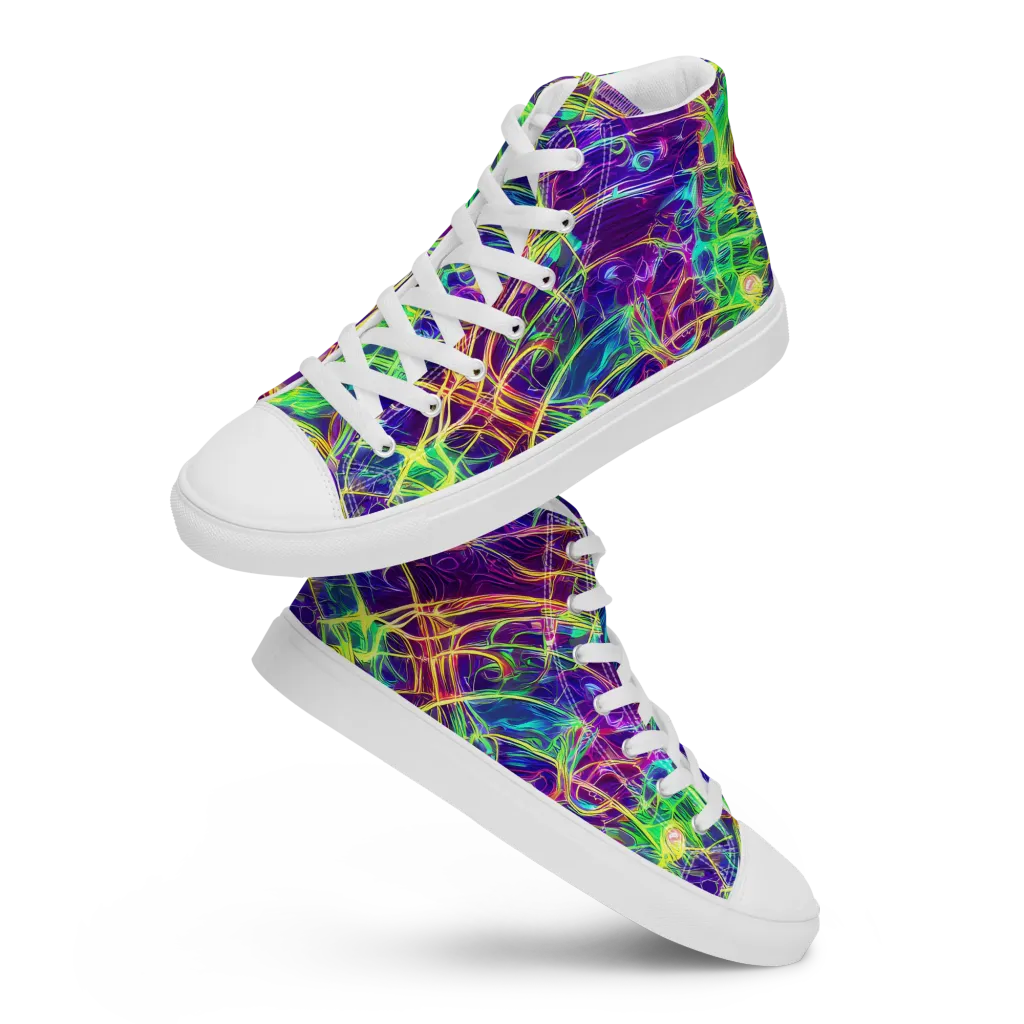 Fluorescent Vines on Women's High Top Canvas Shoes — Front