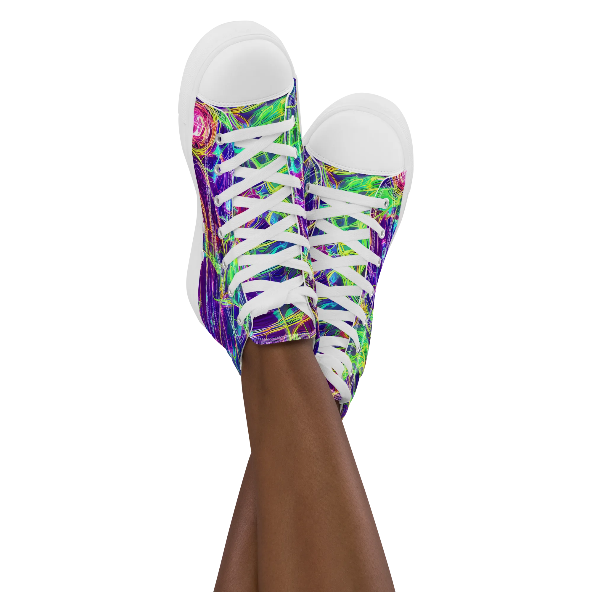 Fluorescent Vines on Women's High Top Canvas Shoes — Front