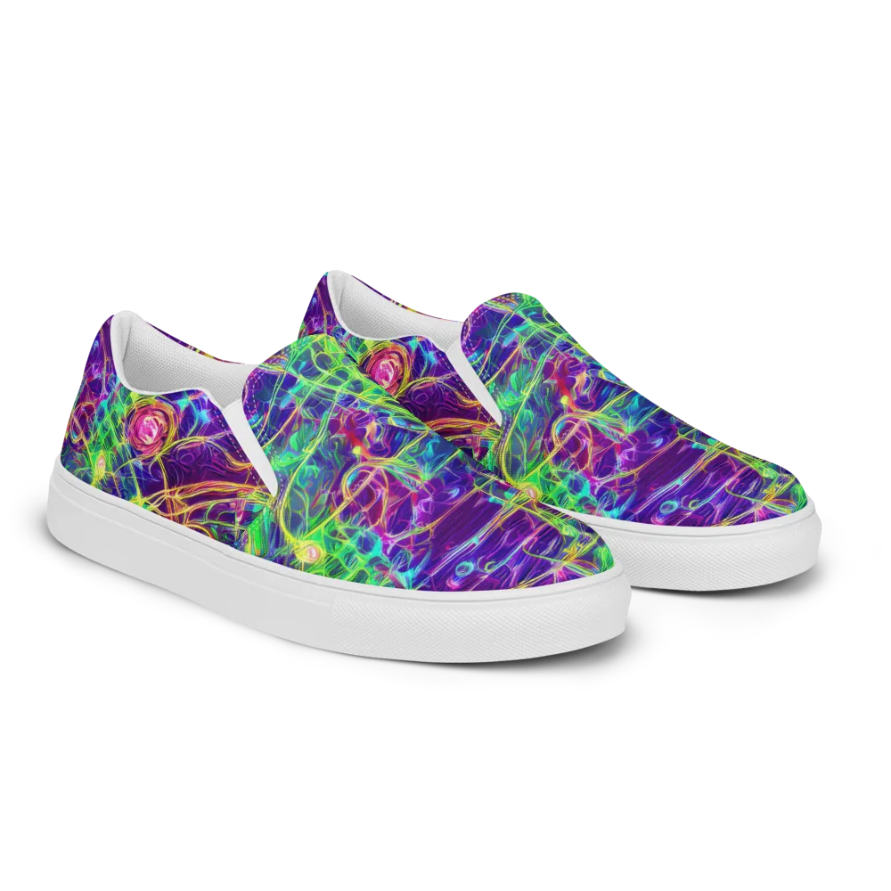 Fluorescent Vines on Men's Slip-On Canvas Shoes — Right Front