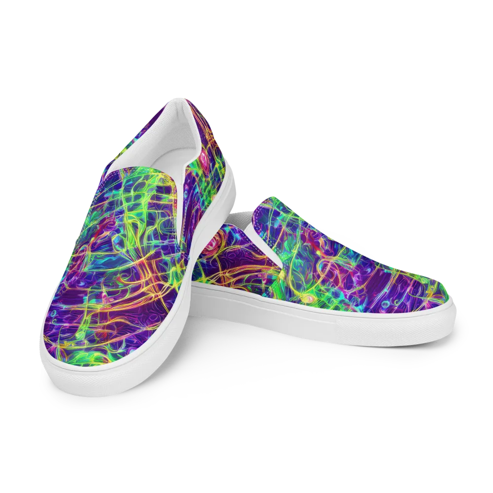 Fluorescent Vines on Men's Slip-On Canvas Shoes — Left Front