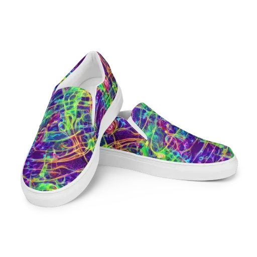 Fluorescent Vines on a Men's Slip-On Canvas Shoes
