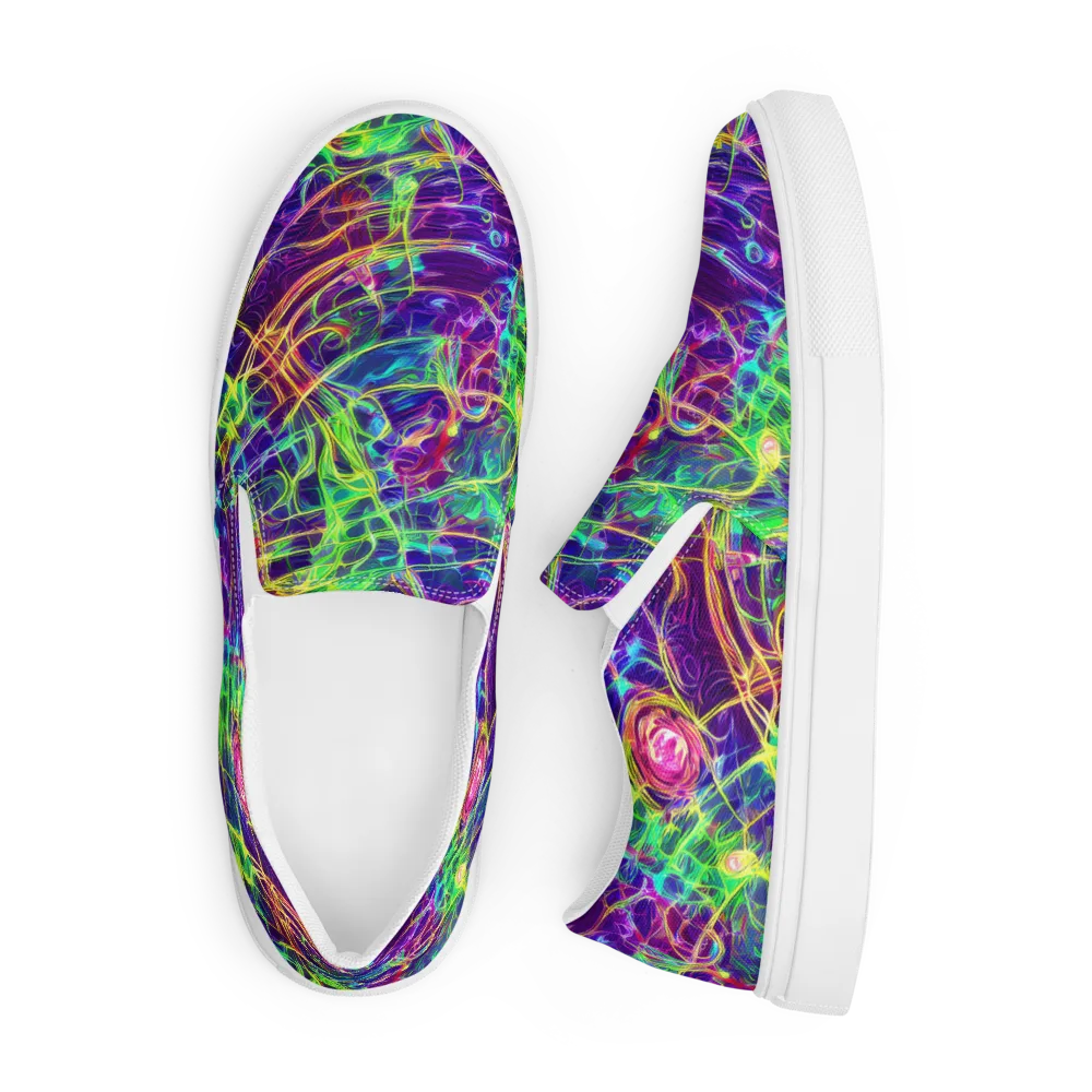 Fluorescent Vines on Men's Slip-On Canvas Shoes — Front