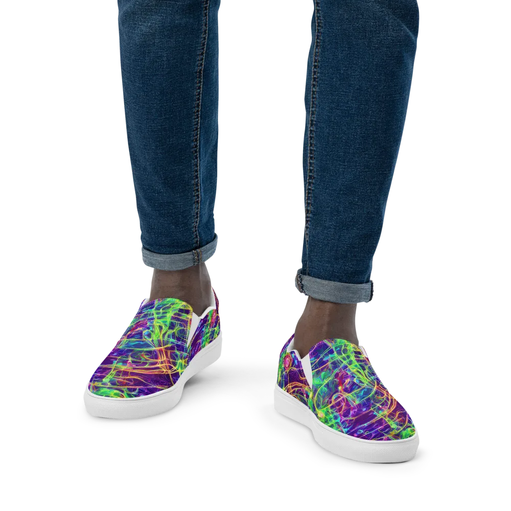 Fluorescent Vines on Men's Slip-On Canvas Shoes — Front