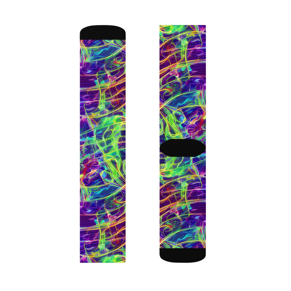 Fluorescent Vines on Socks — Left Sock