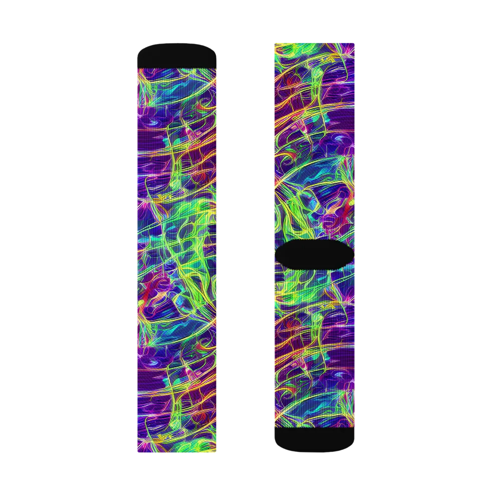 Fluorescent Vines on Socks — Right Sock