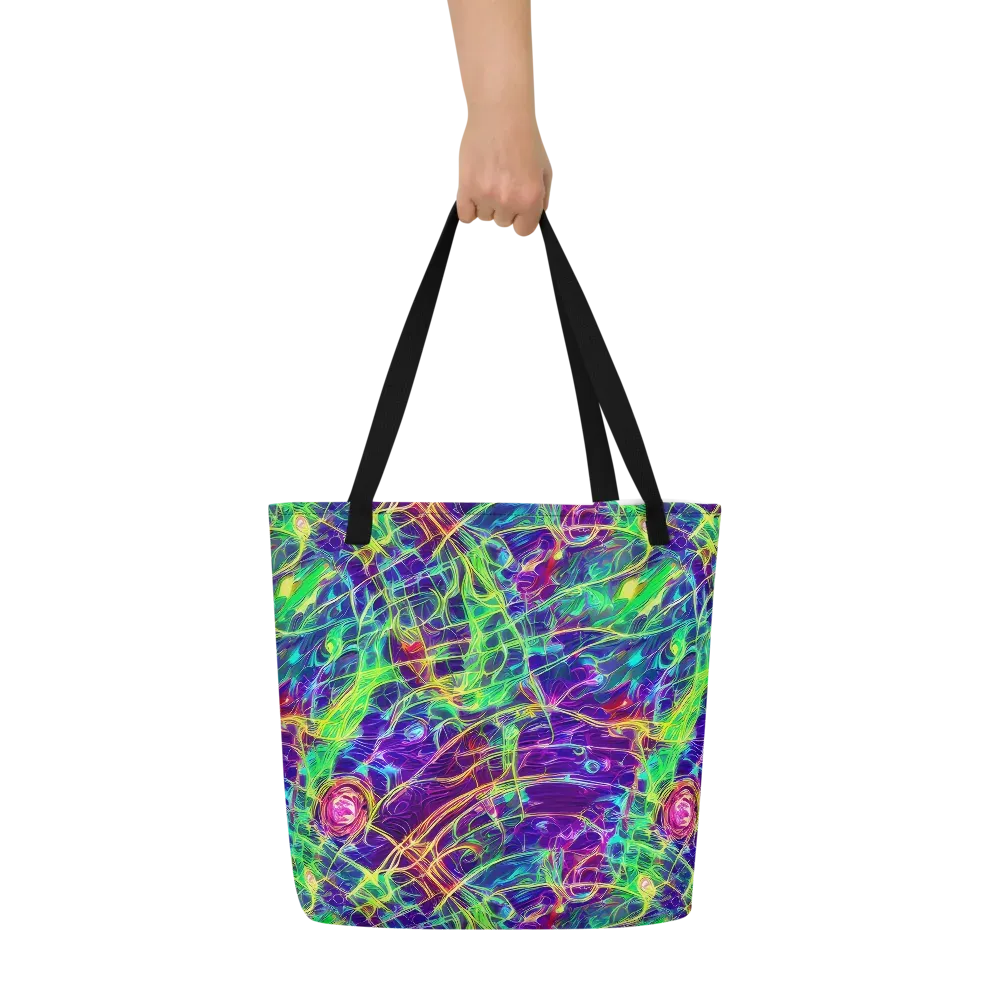 Fluorescent Vines on Large Tote Bag W/ Pocket — Front