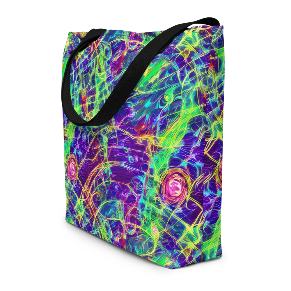 Fluorescent Vines on Large Tote Bag W/ Pocket — Front