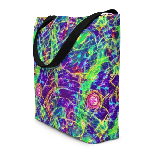 Fluorescent Vines on a Large Tote Bag W/ Pocket