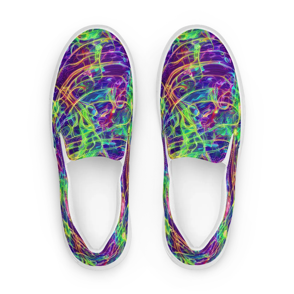 Fluorescent Vines on Women's Slip-On Canvas Shoes — Front