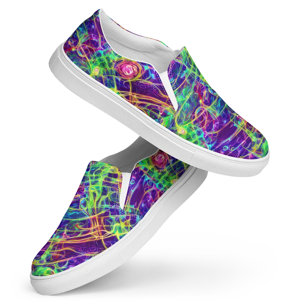 Fluorescent Vines on Women's Slip-On Canvas Shoes — Front