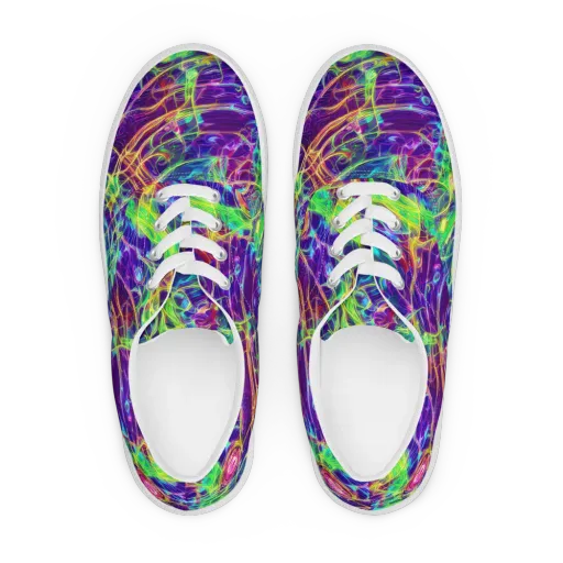 Fluorescent Vines on a Men's Lace-Up Canvas Shoes