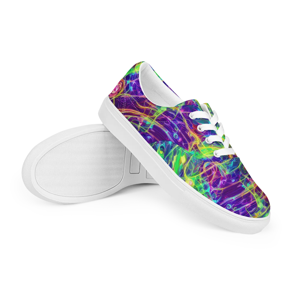 Fluorescent Vines on Men's Lace-Up Canvas Shoes — Right Front