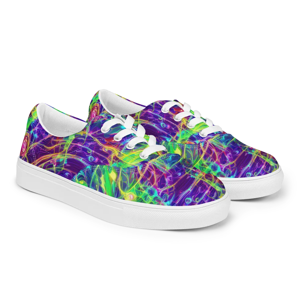 Fluorescent Vines on Men's Lace-Up Canvas Shoes — Right Front