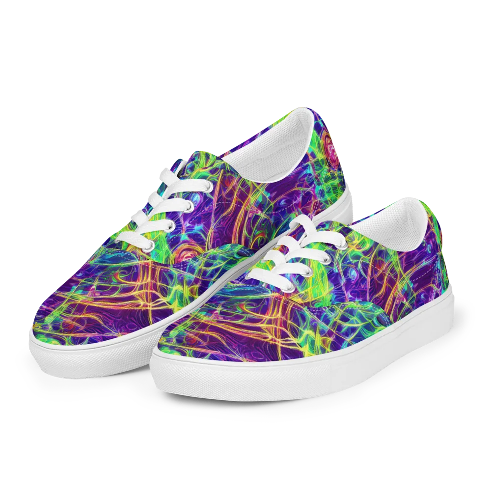 Fluorescent Vines on Men's Lace-Up Canvas Shoes — Left Front
