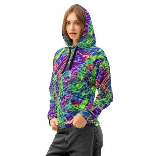 Fluorescent Vines on a Cotton Hoodie