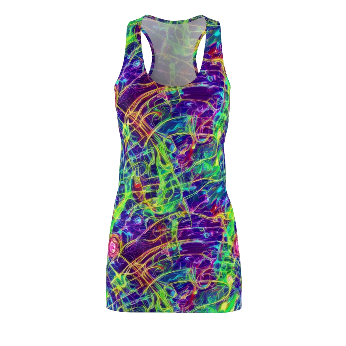 Fluorescent Vines on Racerback Dress — Front