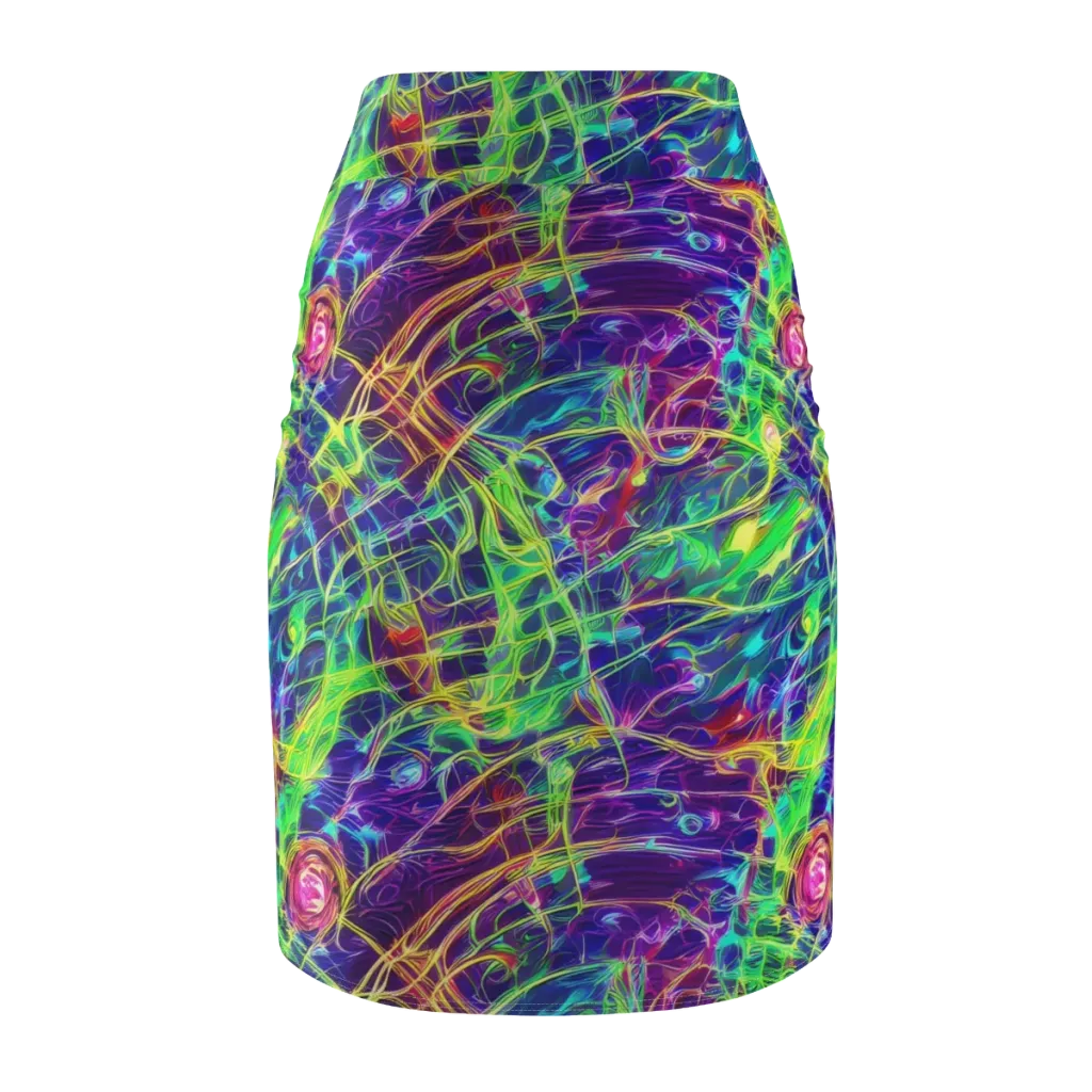 Fluorescent Vines on Pencil Skirt — Back