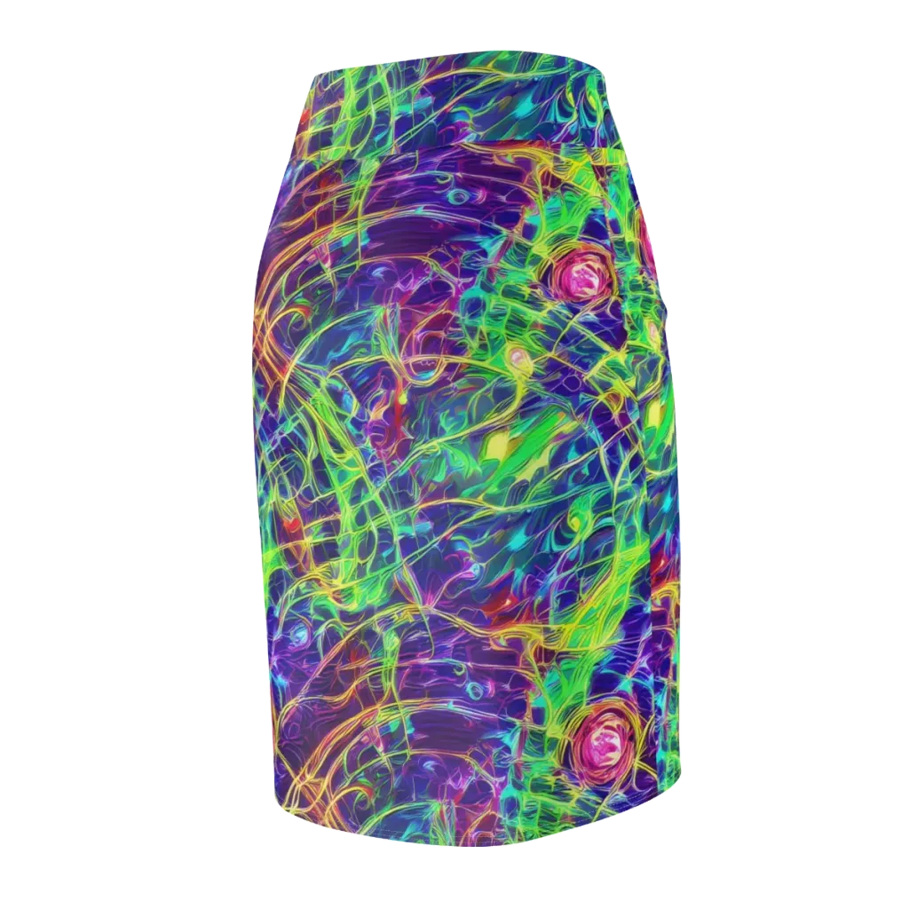 Fluorescent Vines on Pencil Skirt — Back Side