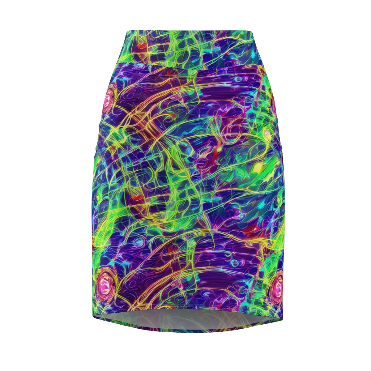 Fluorescent Vines on Pencil Skirt — Front