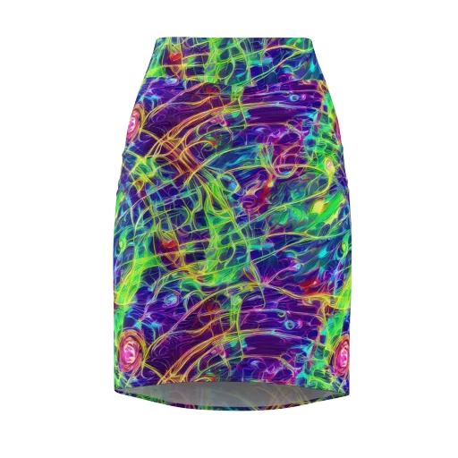 Fluorescent Vines on a Pencil Skirt
