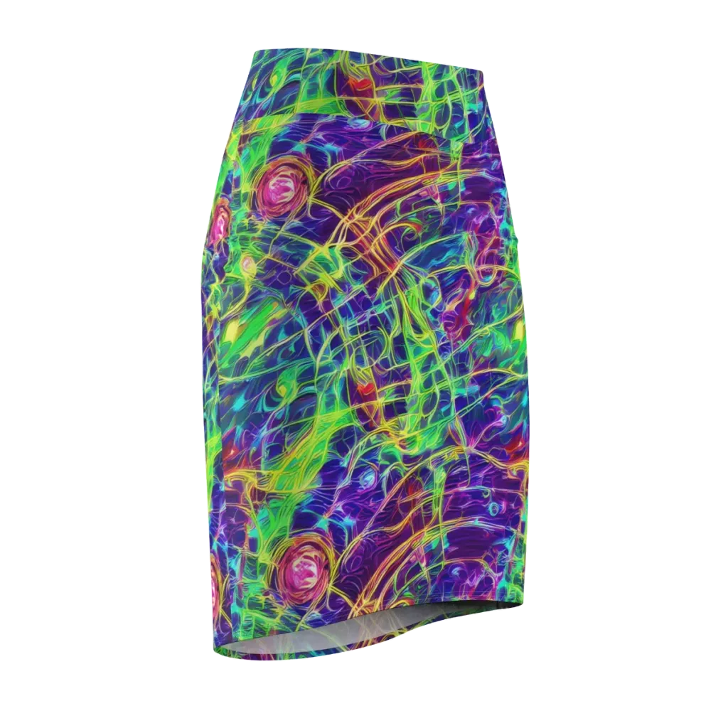Fluorescent Vines on Pencil Skirt — Front Side