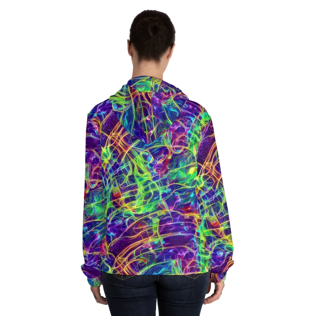 Fluorescent Vines on Women's Full-Zip Hoodie — Back On Person