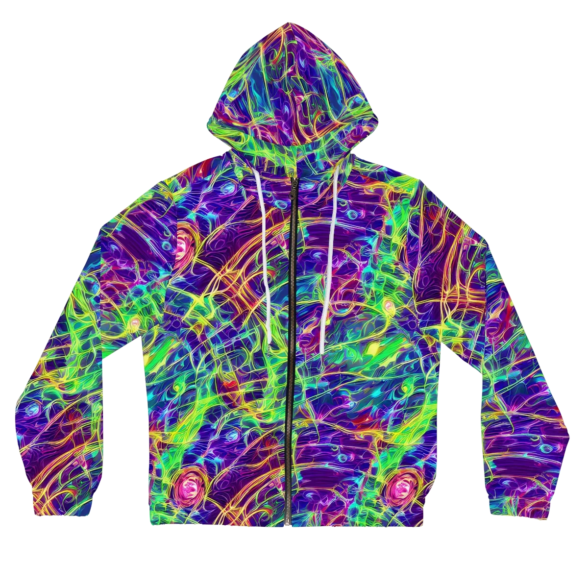 Fluorescent Vines on Women's Full-Zip Hoodie — Front